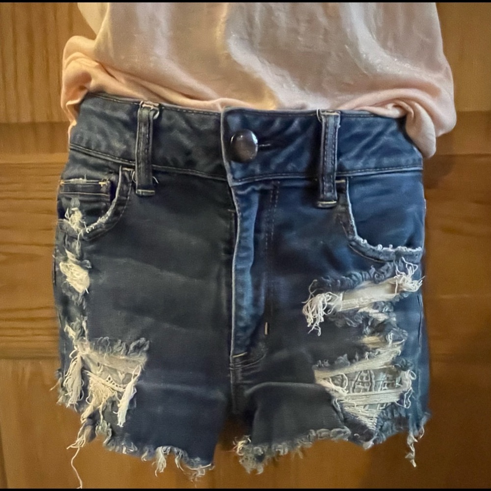 AE Denim Distressed Shorts Size 4